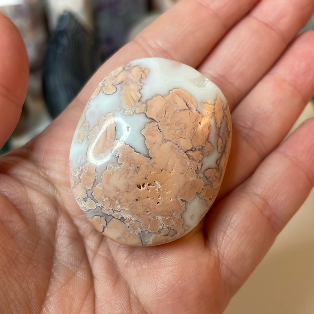 Pink Agate Palm Stone